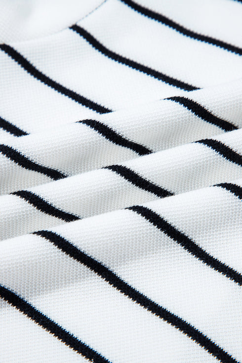 Striped Padded Shoulder Muscle Tee And Wide Leg Pants Lounge Set